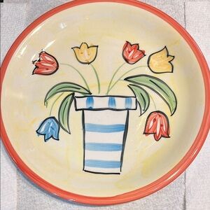 Emerald Collection Vintage Dinner Plate Tulips In Vase